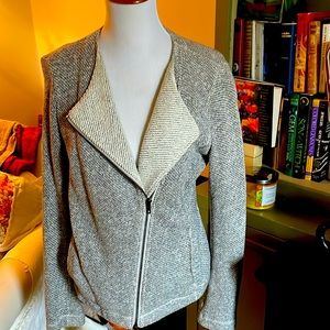 Asymmetrical light sweater jacket.  Eileen Fisher.